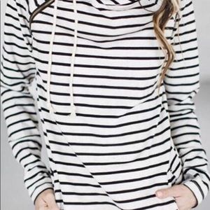 NEW 💞😘 Striped Cowl Neck hooded sweatshirt